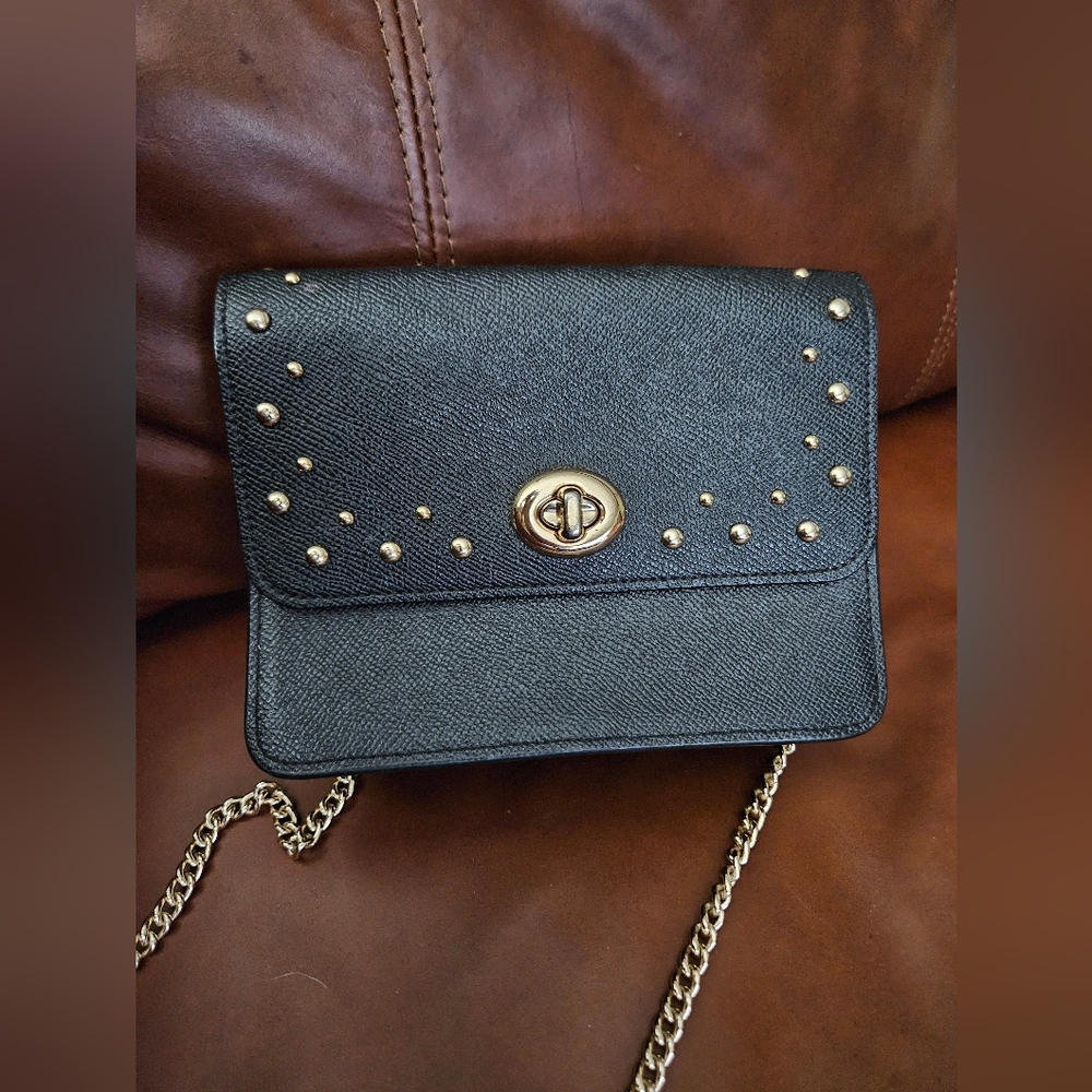 COACH Bowery Embossed Studded Leather Crossbody Gently Used